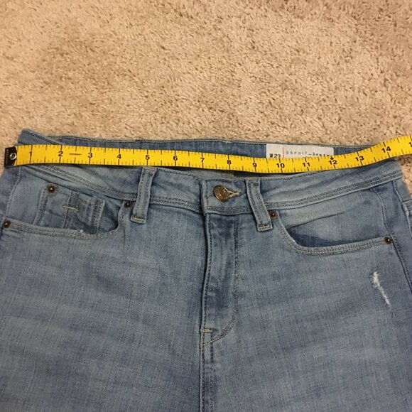 Esprit Blue Slim Fit 98% Cotton Distressed Denim Jeans - Picture 12 of 16